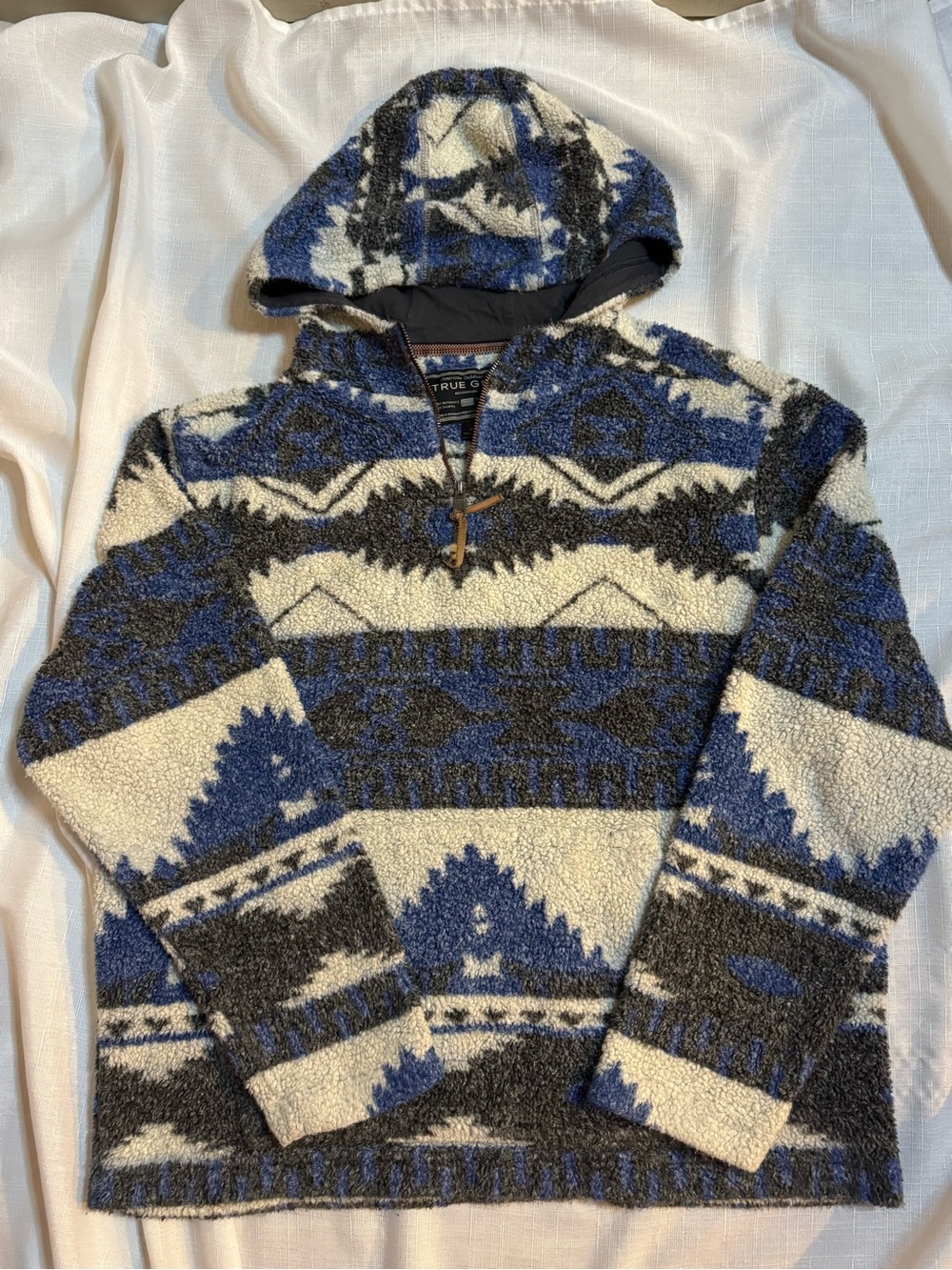 True Grit Aztec Fleece 1/4 Zip Hoodie Pullover Mens XL